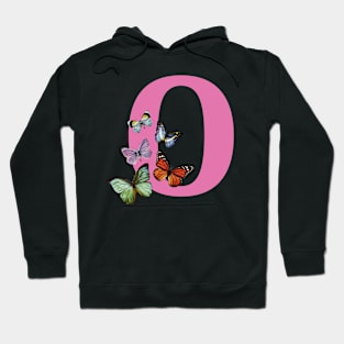 Letter pink O with colorful butterflies Hoodie